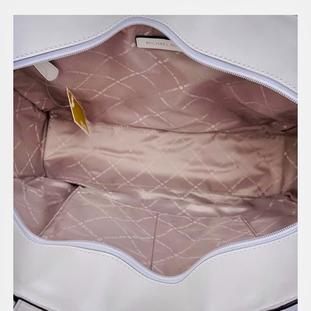 Michael Kors Rose Large Quilted East/West Tote Bag Handbag Optic White $528 Nwt - Picture 6 of 11